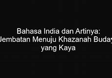 Bahasa India Apa Artinya